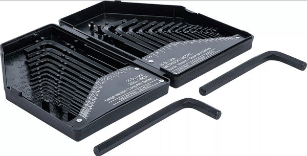 Jeu de clés allen · pouces/métriques six pans intérieurs · 30 pièces