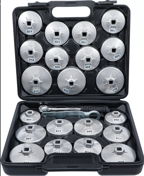 Jeu de cloches pour filtres à huile · aluminium · 12,5 mm (1/2") · 23 pièces