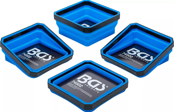 Coupelles magnétiques pliables en silicone · 115 x 115 x 50 mm · 4 pièces