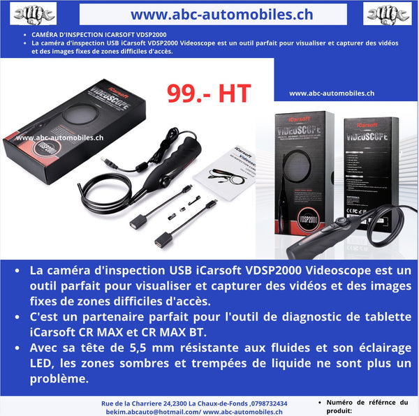 Vidéoscope iCarsoft VDSP2000 · pour CR Max