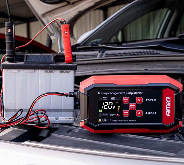 Chargeur de batterie AMiO · 12/24 V · 16 A · AGM, GEL, LiFePO4