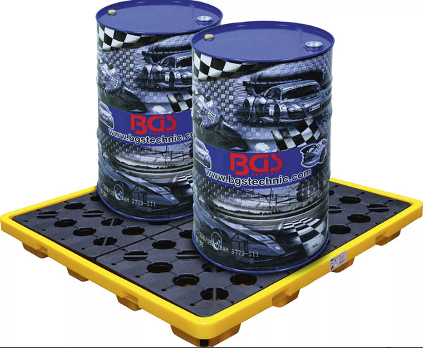 Bac de collecte d’huile · avec grille · pour 4 fûts de 200 l