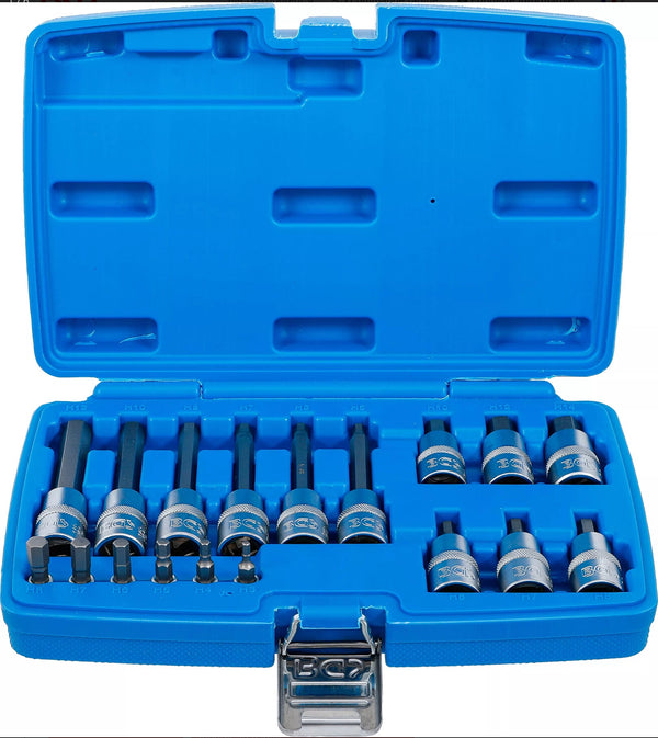 Jeu de douilles à embouts six pans · 1/4" et 1/2" · 18 pièces