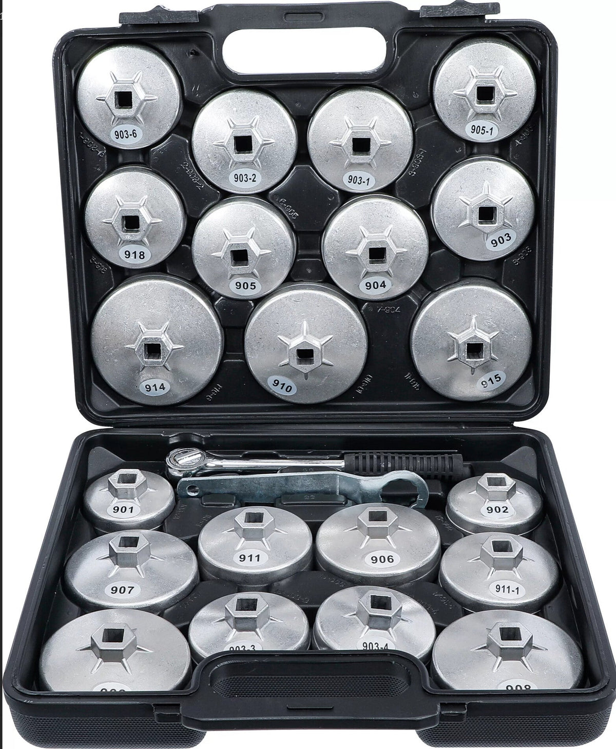 Jeu de cloches pour filtres à huile · aluminium · 12,5 mm (1/2") · 23 pièces