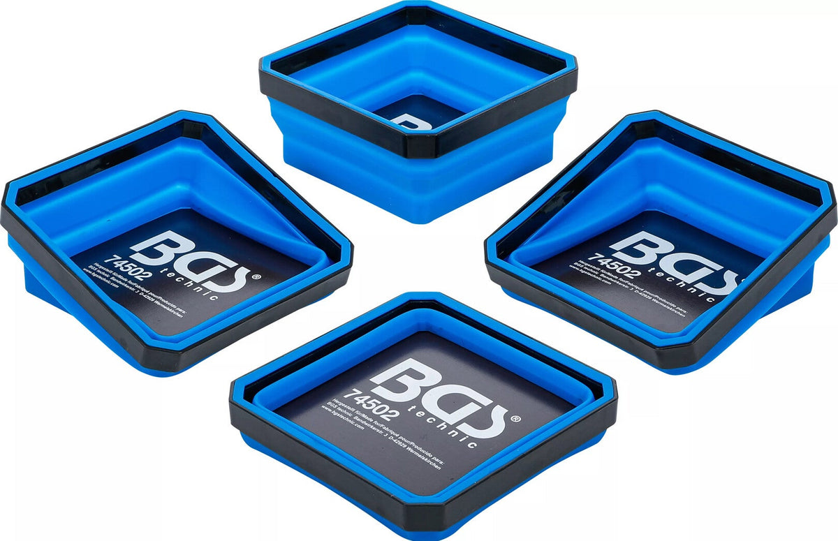 Coupelles magnétiques pliables en silicone · 115 x 115 x 50 mm · 4 pièces