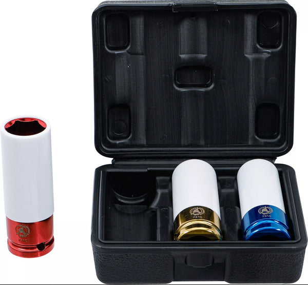 Douilles à choc avec protection · 12,5 mm (1/2") · 17, 19 et 21 mm · 3 pièces