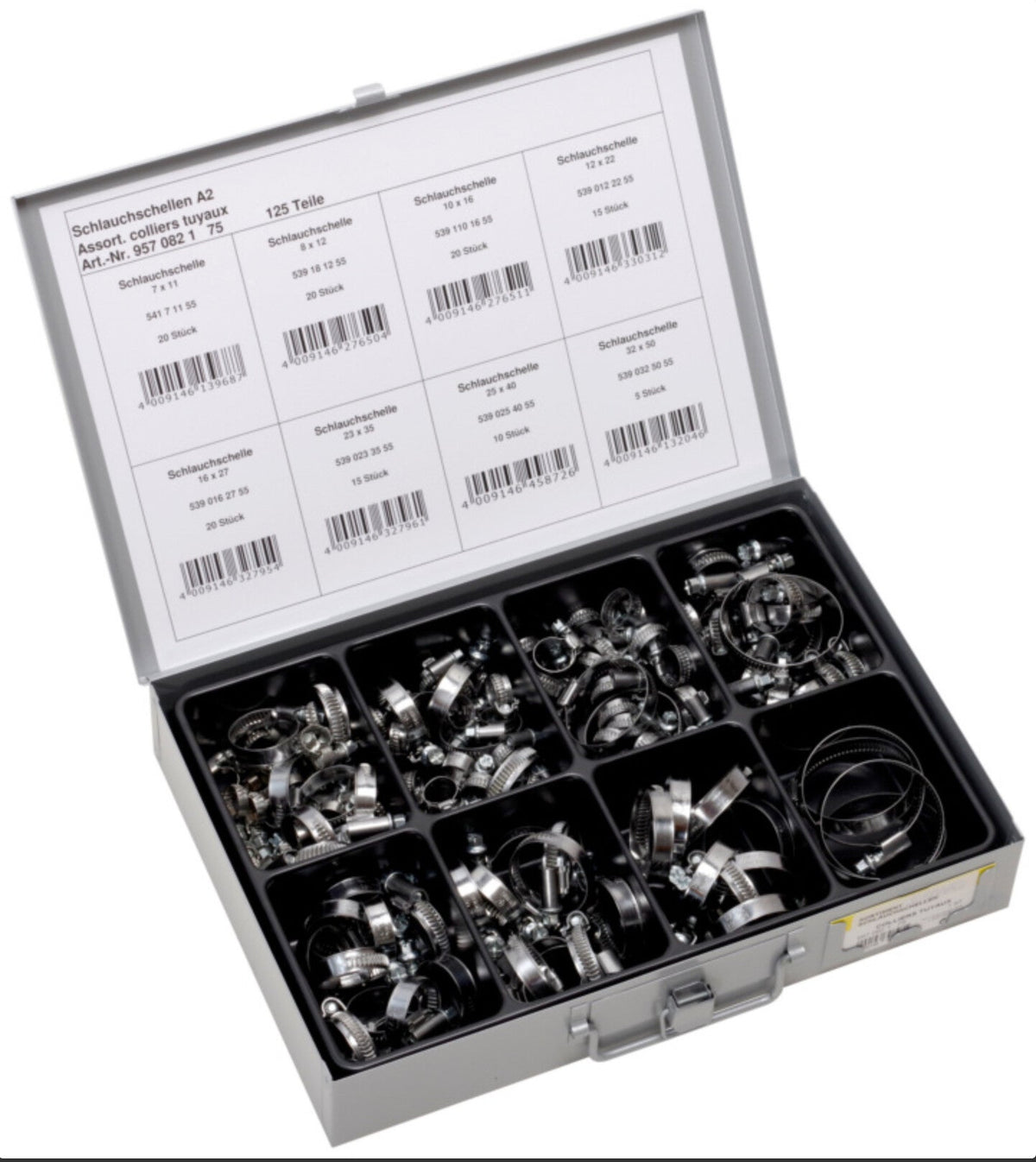 Assortiment de colliers de serrage · 125 pièces