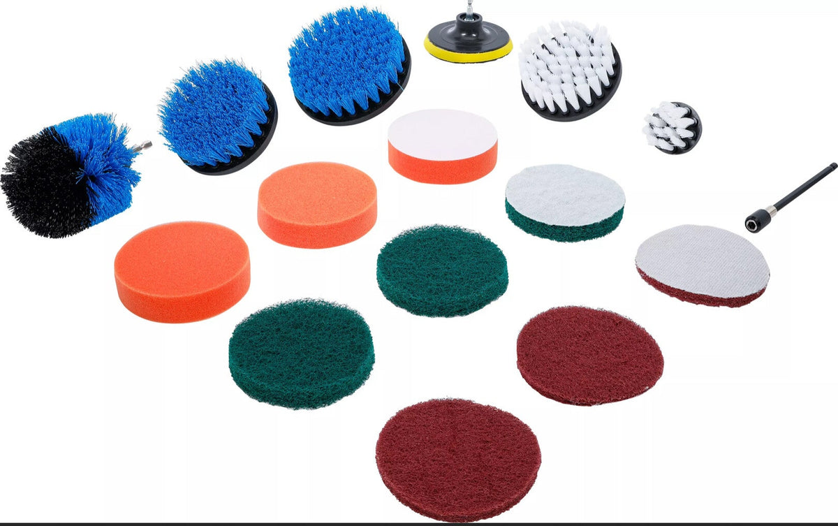 Disques de polissage et ponçage avec brosses · pour perceuse · 16 pièces