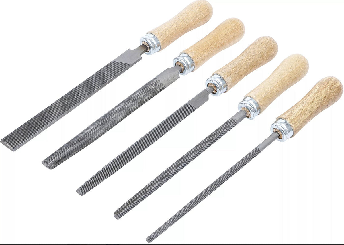 Jeu de limes · manche en bois · 150 mm · 5 pièces